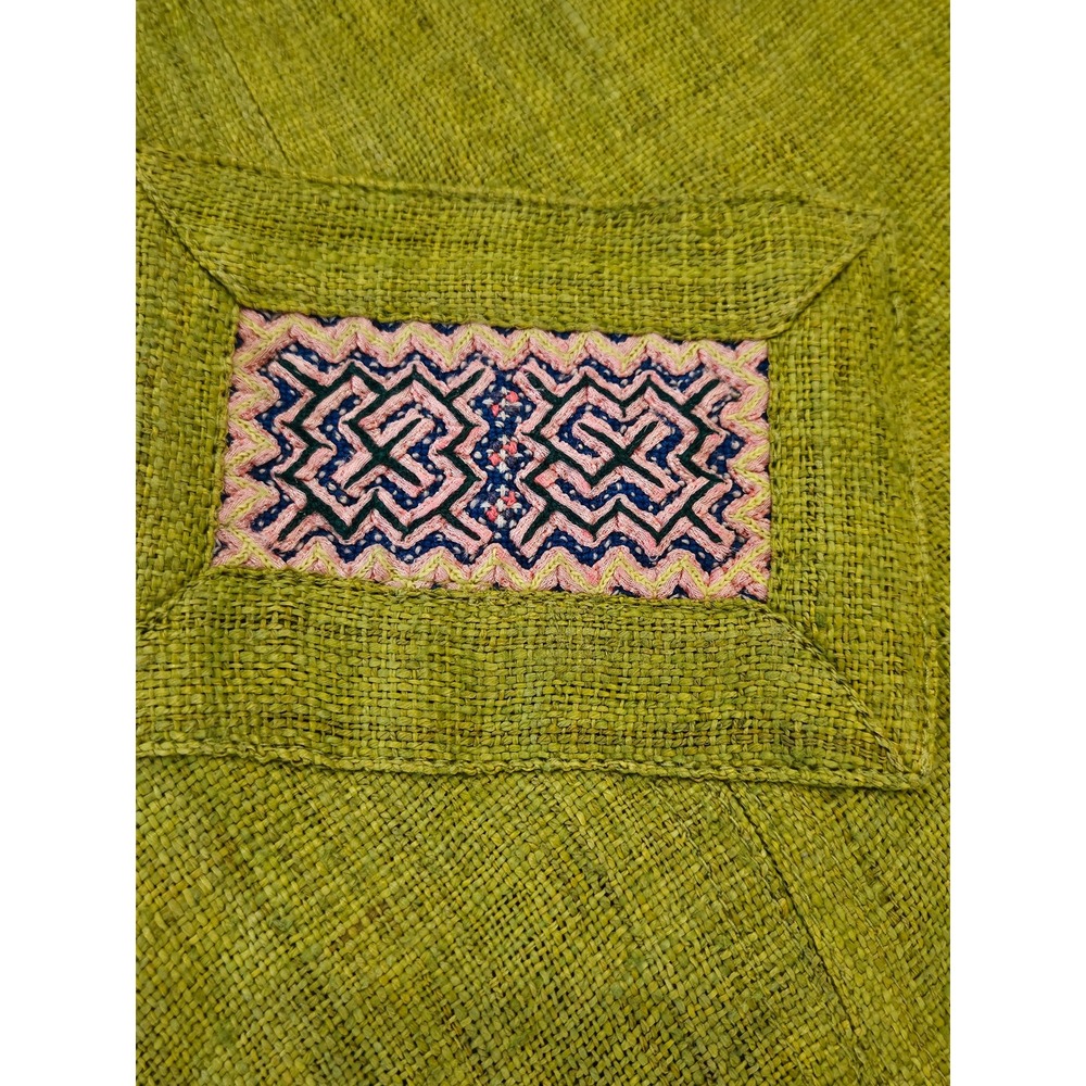 RARE Boho Dancing Ladies Lime Green 100% Hemp Cowl Neck Coin Buttons M - Picture 11 of 13